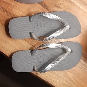 Silver flip flops